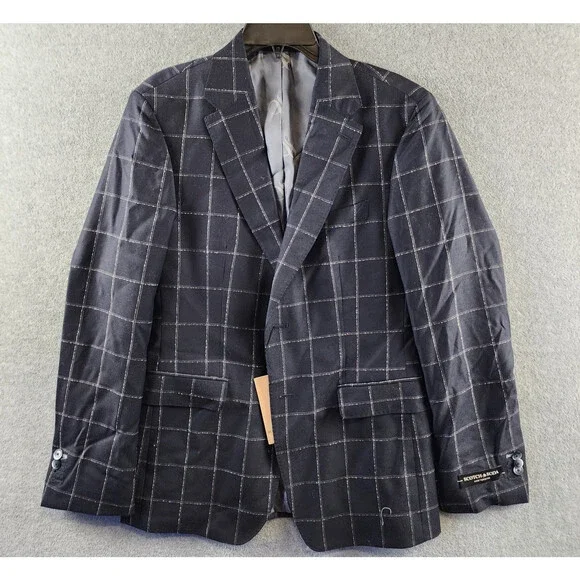 Scotch & Soda Windowpane Check Wool Sportcoat Men's 38R Navy/Grey Front Button